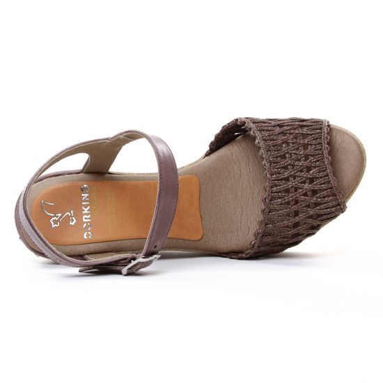 nu-pieds compensés marron foncé mode femme printemps été - Photo Produit 4