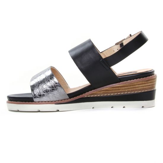 nu-pieds compensés noir argent mode femme printemps été - Photo Produit 3