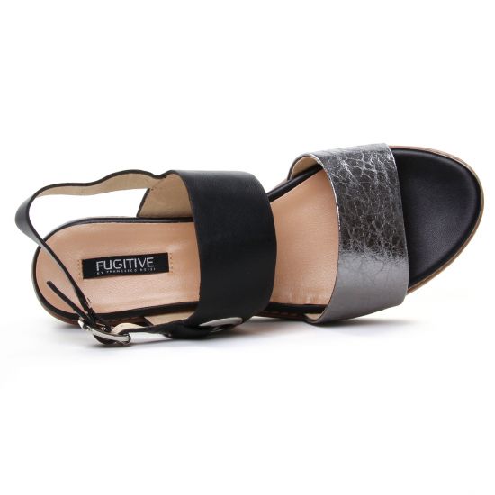nu-pieds compensés noir argent mode femme printemps été - Photo Produit 4