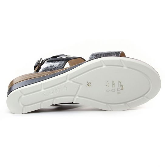 nu-pieds compensés noir argent mode femme printemps été - Photo Produit 5
