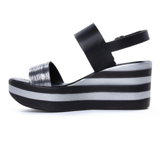 nu-pieds compensés noir argent mode femme printemps été - Photo Produit 3
