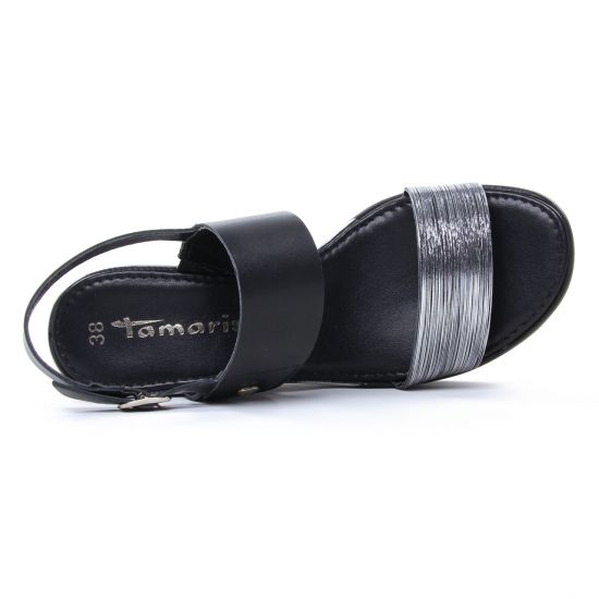 nu-pieds compensés noir argent mode femme printemps été - Photo Produit 4