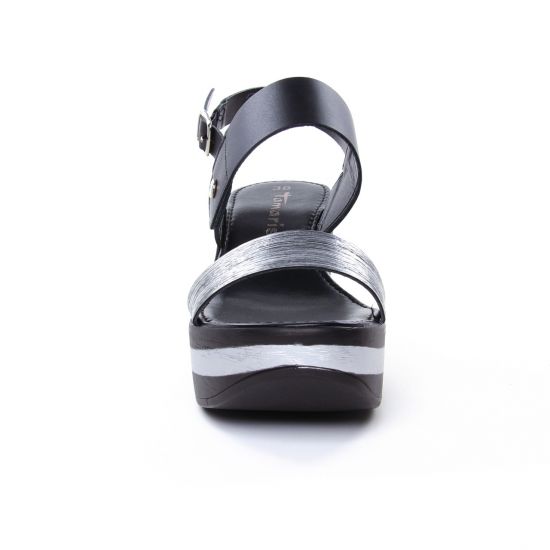 nu-pieds compensés noir argent mode femme printemps été - Photo Produit 6