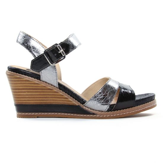 nu-pieds compensés noir mode femme printemps été - Photo Produit 2