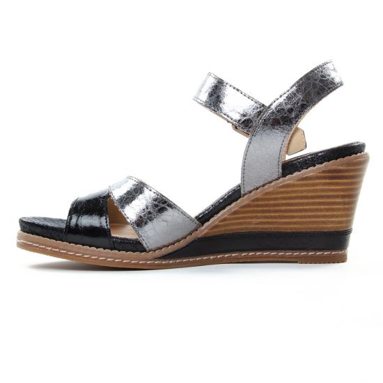 nu-pieds compensés noir mode femme printemps été - Photo Produit 3