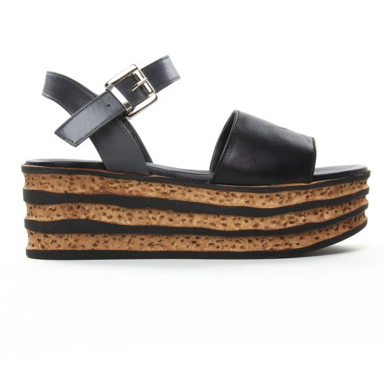 nu-pieds compensés noir gris mode femme printemps été - Photo Produit 2