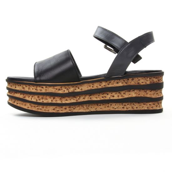 nu-pieds compensés noir gris mode femme printemps été - Photo Produit 3