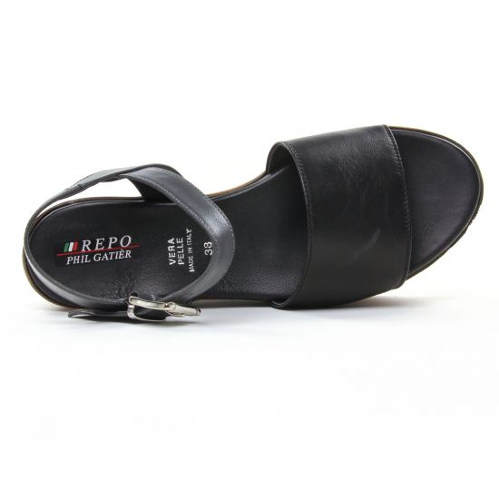 nu-pieds compensés noir gris mode femme printemps été - Photo Produit 4