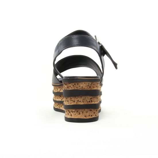 nu-pieds compensés noir gris mode femme printemps été - Photo Produit 7