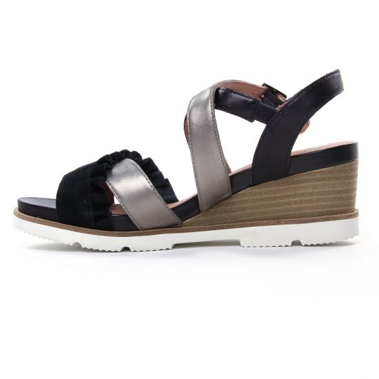 nu-pieds compensés noir argent mode femme printemps été - Photo Produit 3