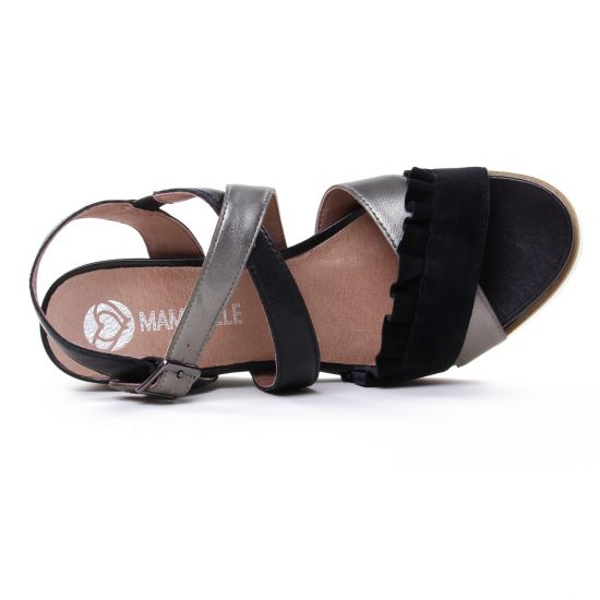 nu-pieds compensés noir argent mode femme printemps été - Photo Produit 4