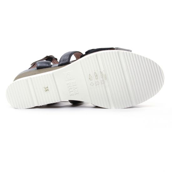 nu-pieds compensés noir argent mode femme printemps été - Photo Produit 5