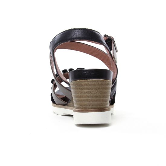 nu-pieds compensés noir argent mode femme printemps été - Photo Produit 7