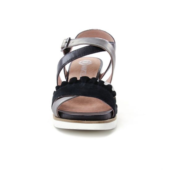 nu-pieds compensés noir argent mode femme printemps été - Photo Produit 6
