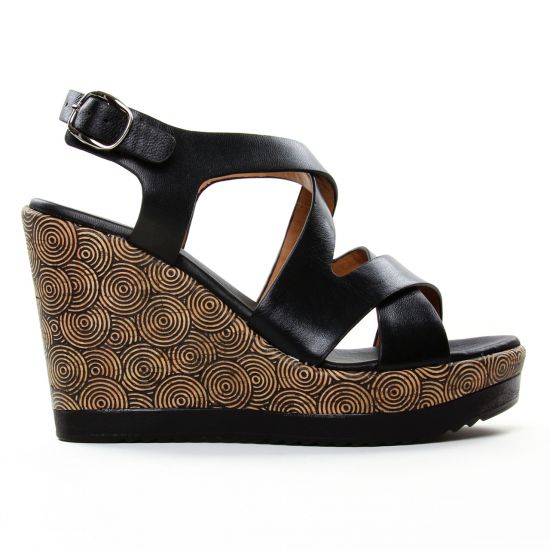 nu-pieds compensés noir mode femme printemps été - Photo Produit 2