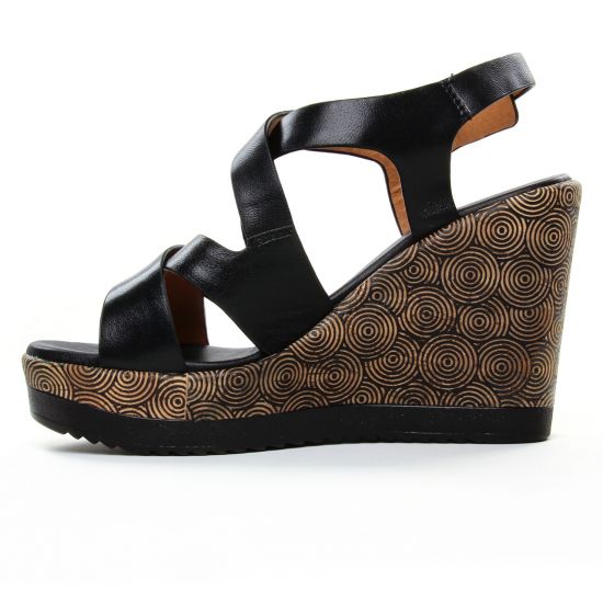 nu-pieds compensés noir mode femme printemps été - Photo Produit 3