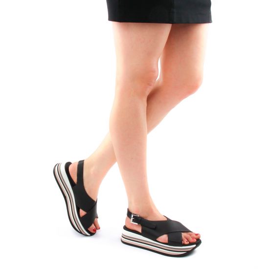 nu-pieds compensés noir mode femme printemps été - Photo Produit 8