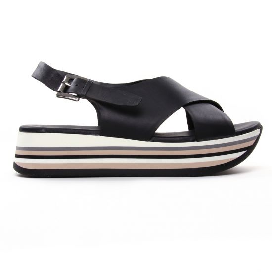 nu-pieds compensés noir mode femme printemps été - Photo Produit 2