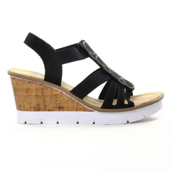 nu-pieds compensés noir mode femme printemps été - Photo Produit 2