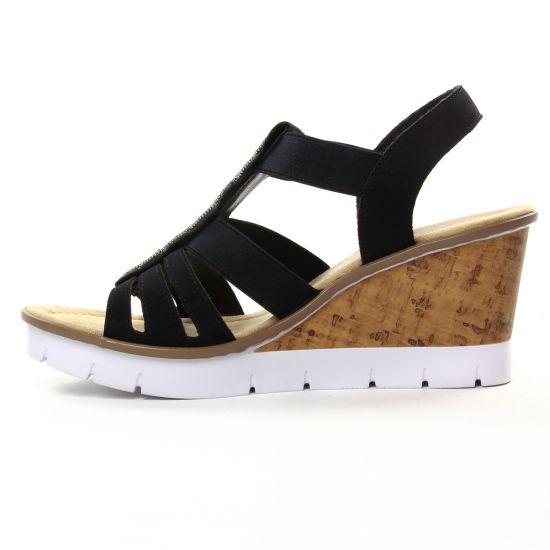 nu-pieds compensés noir mode femme printemps été - Photo Produit 3