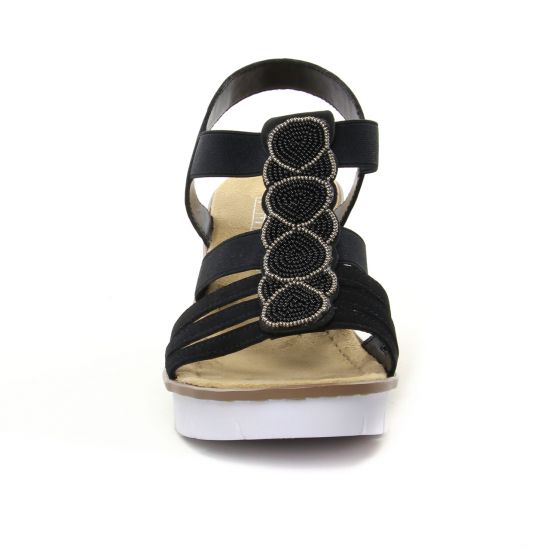 nu-pieds compensés noir mode femme printemps été - Photo Produit 6