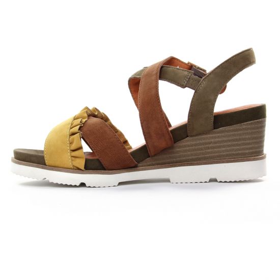 nu-pieds compensés vert kaki jaune mode femme printemps été - Photo Produit 3