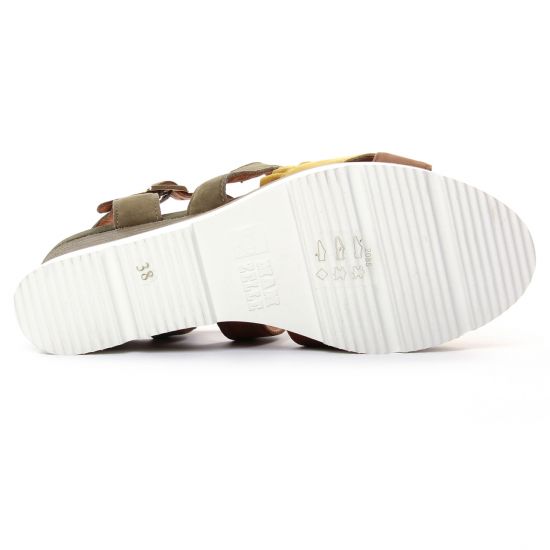 nu-pieds compensés vert kaki jaune mode femme printemps été - Photo Produit 5