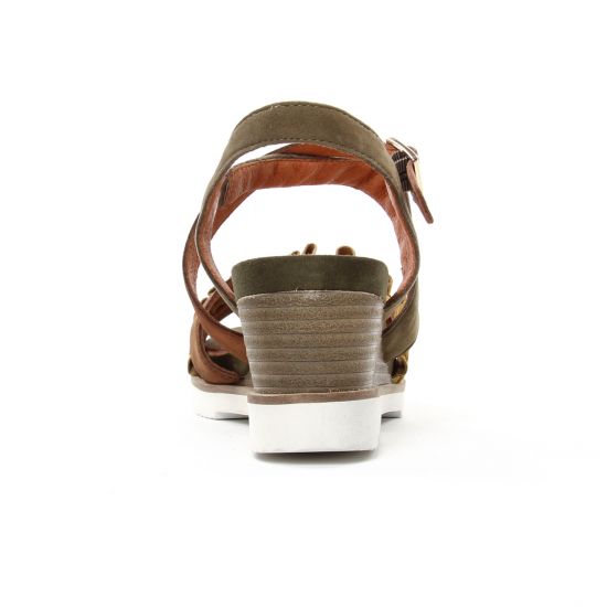 nu-pieds compensés vert kaki jaune mode femme printemps été - Photo Produit 7