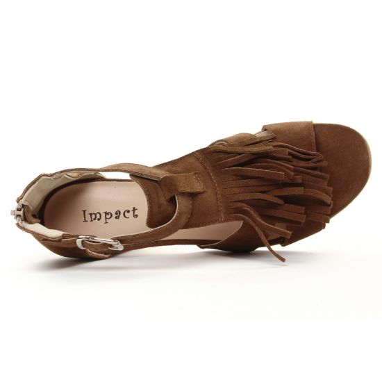 nu-pieds talon marron mode femme printemps été - Photo Produit 4