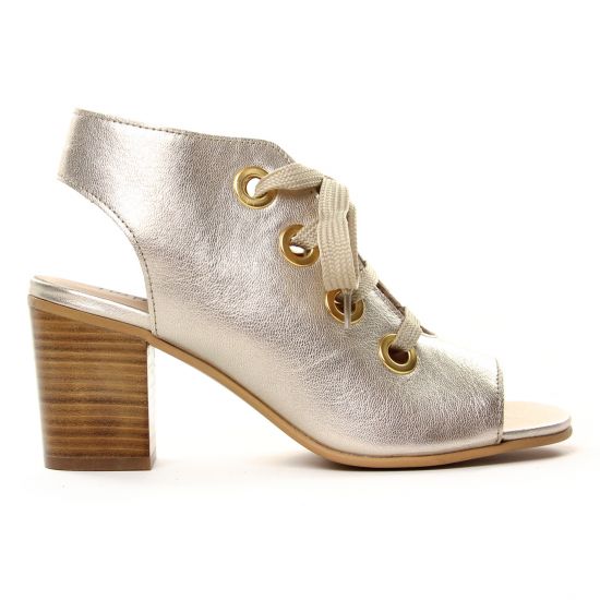 nu-pieds talons hauts beige doré mode femme printemps été - Photo Produit 2