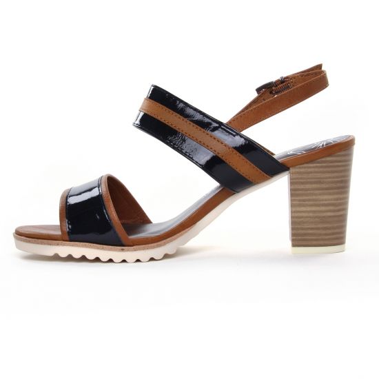 nu-pieds talons hauts marron bleu mode femme printemps été - Photo Produit 3