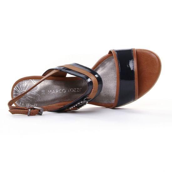 nu-pieds talons hauts marron bleu mode femme printemps été - Photo Produit 4