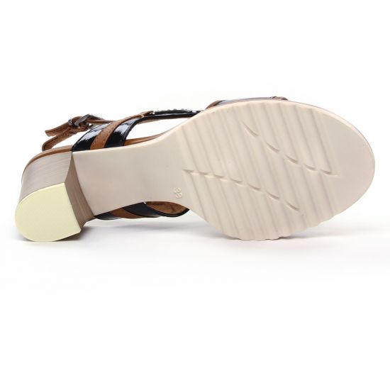 nu-pieds talons hauts marron bleu mode femme printemps été - Photo Produit 5