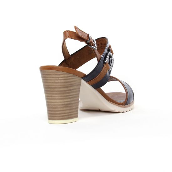nu-pieds talons hauts marron bleu mode femme printemps été - Photo Produit 7