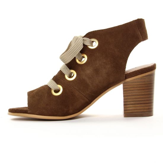 nu-pieds talons hauts marron mode femme printemps été - Photo Produit 3