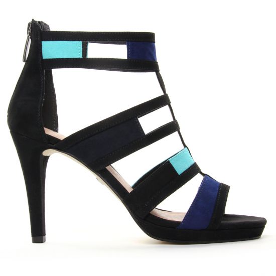 nu-pieds talons hauts noir bleu mode femme printemps été - Photo Produit 2