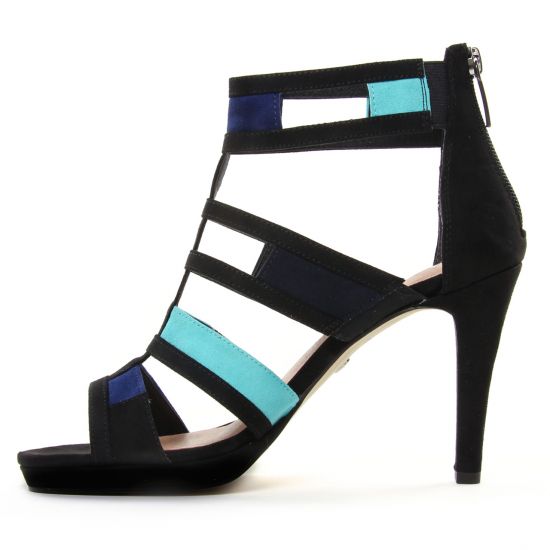 nu-pieds talons hauts noir bleu mode femme printemps été - Photo Produit 3
