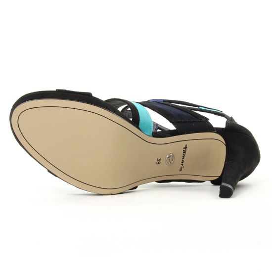 nu-pieds talons hauts noir bleu mode femme printemps été - Photo Produit 5