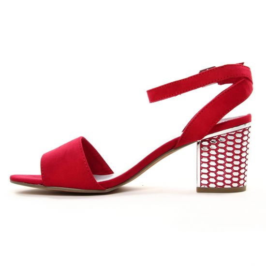 nu-pieds talons hauts rouge mode femme printemps été - Photo Produit 3
