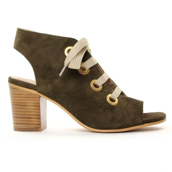 nu-pieds talons hauts vert kaki mode femme printemps été - Photo Produit 2