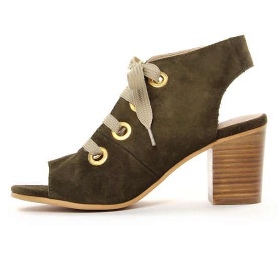 nu-pieds talons hauts vert kaki mode femme printemps été - Photo Produit 3