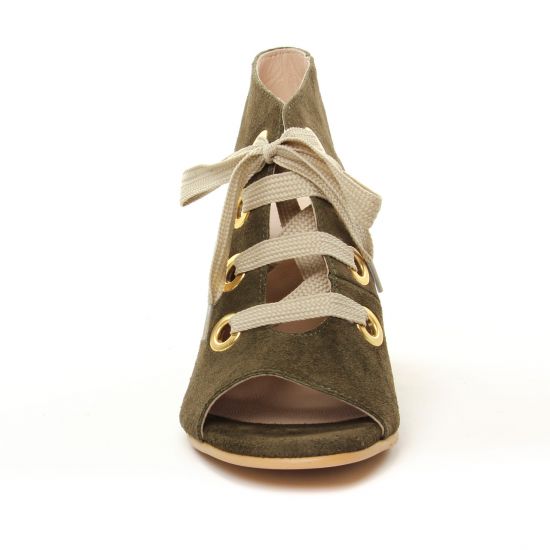 nu-pieds talons hauts vert kaki mode femme printemps été - Photo Produit 6