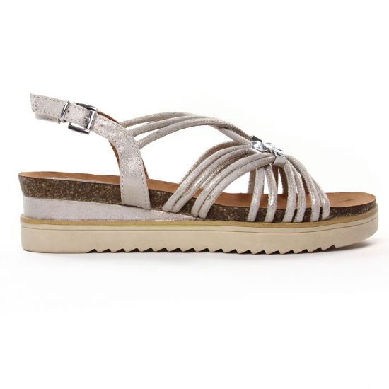 sandales compensées beige doré mode femme printemps été - Photo Produit 2