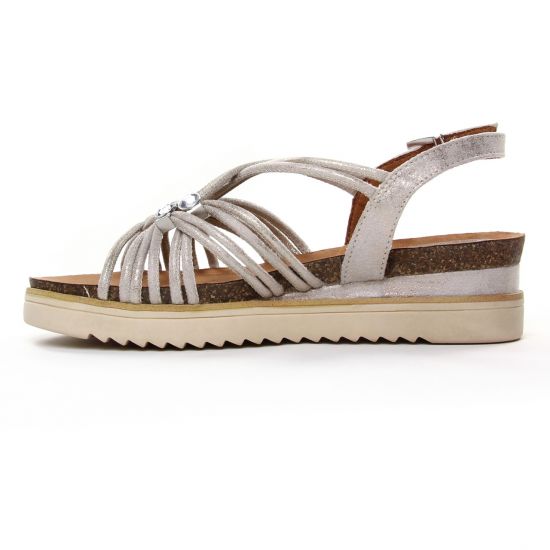 sandales compensées beige doré mode femme printemps été - Photo Produit 3