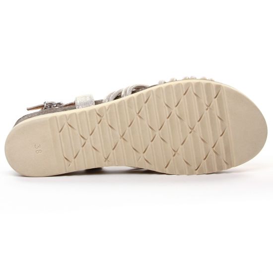 sandales compensées beige doré mode femme printemps été - Photo Produit 5