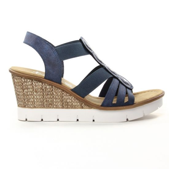 nu-pieds compensés bleu mode femme printemps été - Photo Produit 2