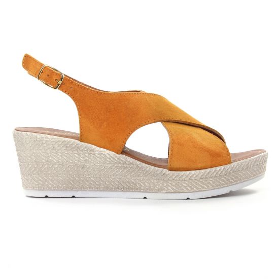 sandales compensées marron orangé mode femme printemps été - Photo Produit 2