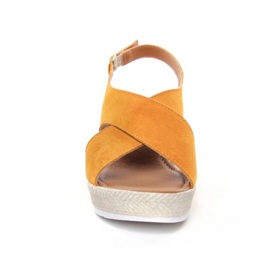 sandales compensées marron orangé mode femme printemps été - Photo Produit 6