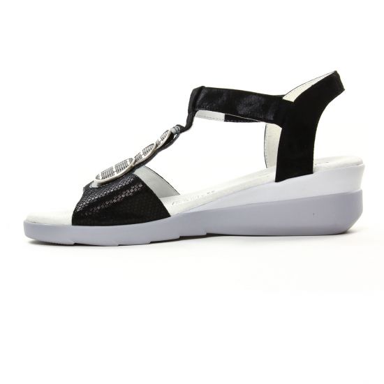 nu-pieds compensés noir mode femme printemps été - Photo Produit 3