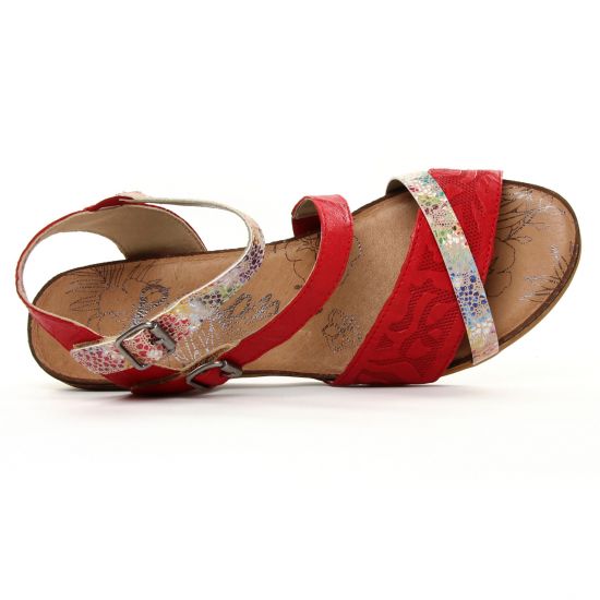 nu-pieds compensés rouge multi mode femme printemps été - Photo Produit 4